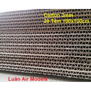 Khổ 1mx1m Combo 20 tấm giấy carton các-tông 3 lớp dày 3mm làm mô hình, đóng thùng, trang trí (VA124x20) - Luân Air