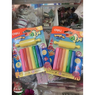 Đất nặn Deli 6 màu kèm thanh lăn