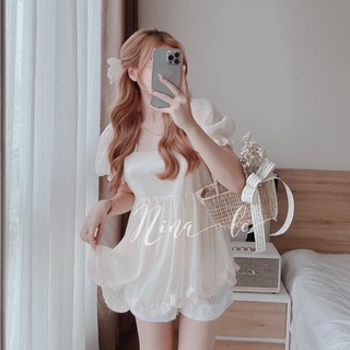 Set áo babydoll voan tơ be quần short đùi BN10298