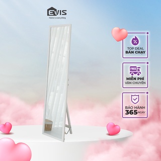 Gương Soi Toàn Thân Evis Home - Khung Gỗ Màu Trắng - Chân Trụ Vững Chắc - Dễ Di Chuyển