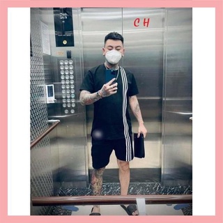 Sét Bộ Nam Chạy Sọc Unisex ❤ Gồm Áo thun + Quần Short♥️Chất cotton mịn 🦋Phong cách THỂ THAO HÈ♥️ Đồ ngủ mặc nhà 3 Rot