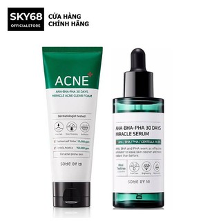 Combo Giảm Mụn, Điều Tiết Bã Nhờn Some By Mi AHA-BHA-PHA 30 Days Miracle ( SRM 100ml + Serum 50ml )