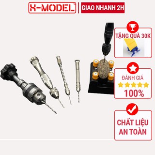 Dụng cụ Máy khoan mini cầm tay đa năng đầu 0.5, 6.5, 10mm, có khóa tay, phụ kiện làm gia công mô hình nhựa XMODEL