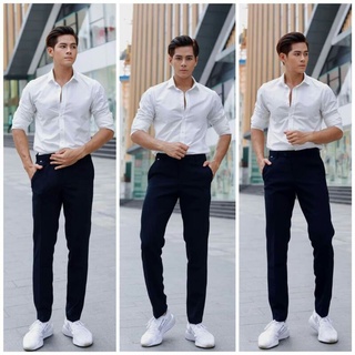 [FREE SHIP] Quần Âu Nam Hàn Quốc ống côn chất vải co giãn không nhăn không bai - Quần Tây Nam màu đen cao cấp