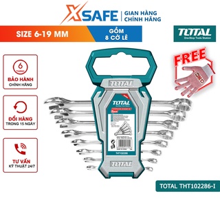 Bộ cờ lê vòng miệng 8 chi tiết TOTAL THT102286-I 6-19mm thiết kế nhỏ gọn Cờ lê chất liệu Cr-V siêu cứng chống rỉ