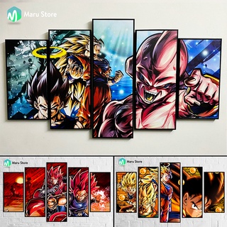 Tranh Dragon Ball Treo Tường, Bộ 5 Tranh Treo Tường, Ngang 1m, Cao 0.6m
