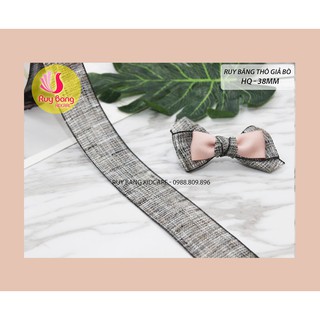 Ruy băng HQ ghi xám giả bò nguyên liệu làm phụ kiện may mặc và phụ kiện làm kẹp tóc handmade