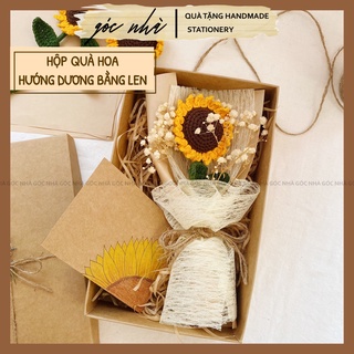 Hộp quà hoa hướng dương handmade bằng len làm quà tặng sinh nhật tốt nghiệp quà cảm ơn ý nghĩa Goc Nha hoa010
