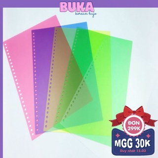 Bìa nhựa nhiều màu làm planer sổ còng đã đục lỗ bullet journal khổ A4 A5 B5