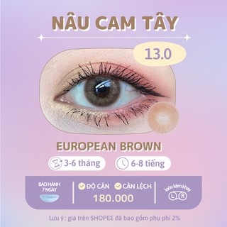 Kính áp tròng nâu cam tây European Brown - Made in Korea | Hạn sử dụng 3-6 tháng | Lens cận