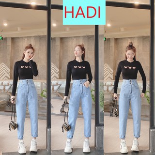 [ LẠC TRÔI ] QUẦN BAGGY JEAN NỮ LƯNG CAO 2 KHOEN DÂY MÀU XANH NHẠT SIÊU CÁ TÍNH CỰC CAO CẤP HADI PHONG CÁCH DỮ THẦN