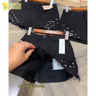 Quần giả váy nữ kaki rách phối khoen mẫu 66 size s,m,l màu đen MT696 chuẩn store hàn quốc freeship 50k