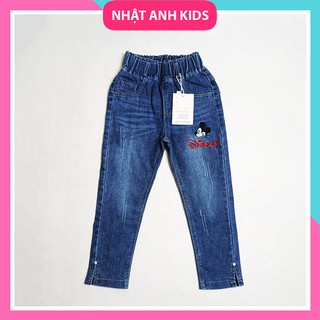 Quần Jeans dài cho bé gái, thêu hình Mickey, hàng cao cấp mềm mát