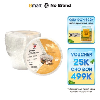 Lốc 10 Hộp Nhựa Tròn Có Nắp 450ml Đựng Thực Phẩm Dùng Được Trong Lò Vi Sóng - Emart VN