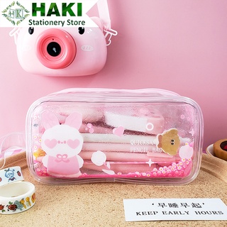 [Mã LIFEB04ALL giảm 10% tối đa 15K đơn 0Đ] Túi đựng bút trong suốt HAKI hoạt hình phong cách Hàn Quốc tiện dụng TB09