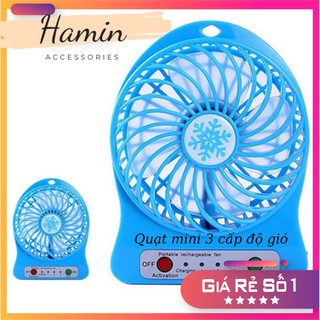 Quạt mini cầm tay để bàn có sạc 3 cấp độ gió