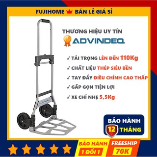 [BH 12 THÁNG] Xe đẩy hàng gấp gọn 2 bánh ADVINDEQ TL-110C, xe kéo hàng gấp gọn nhẹ mini siêu thị đa năng gia đình giá rẻ