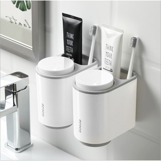 Kệ Đựng Đồ Nhà Tắm, Giá Đựng Cốc, Bàn Chải Đánh Răng ECOCO Dính Tường ( Tặng Kèm 2 Cốc ) (Video Ảnh Thật )
