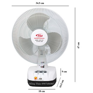 [Mã ELHA22 giảm 6% đơn 300K] Quạt sạc HJD FL 301 LED 2 bình Honjianda