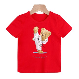 Áo thun cho bé hình gấu đánh vỏ karate ( Bé trai và gái).áo cho bé từ 6kg-30kg.AL29.