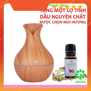 MÁY XÔNG TINH DẦU VÂN GỖ [MUA 1 TẶNG 1] MÁY PHUN SƯƠNG TẠO ẨM + TẶNG TINH DẦU NGUYÊN CHẤT THANH DIỆP 10ML