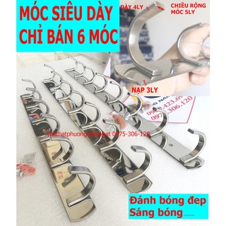 [ĐÁNH BÓNG ĐẸP] Móc Treo Quần Áo móc áo treo Tường 100% INOX MA4 MÓC ÁO DẸT 6 CHẤU loại móc dày cầm nặng tay sáng bóng