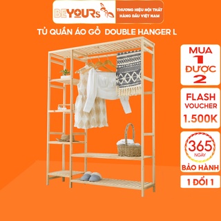 [Mã LIFEBKJAN100 giảm 10% tối đa 100K] Tủ Treo Quần Áo Gỗ BEYOURs Size Khổng Lồ Double Hanger Có Kệ Đa Năng
