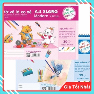 Vở Vẽ Lò Xo Đơn Xé Ngang A4 Klong 30 Tờ Mã Số 734 - Giấy Có Định Lượng Cao (100 GSM)