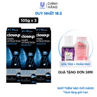 Combo 3 Kem Đánh Răng Closeup Dạng Gel Trắng Răng Diamond Attraction Ngay Sau 1 Lần Chải 100G/Tuýp