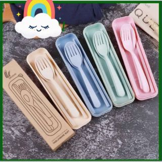 Bộ hộp muỗng - đũa - nĩa cá nhân lúa mạch du lịch/ mang cơm văn phòng