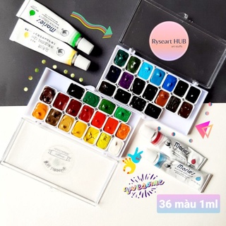 [HOT] Màu nước Maries 12-24-36 màu pocket 0.5ml và 1ml hộp nhựa