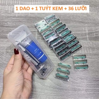 Dao Cạo Râu 36 Lưỡi Tặng Kèm Thân Dao, Tuýp Kem Cạo Dâu Dùng Siêu Sướng