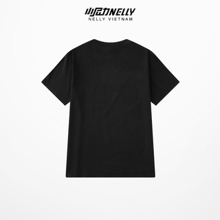 Áo thun tay lỡ NELLY cotton 4 chiều dáng unisex đen trơn mã N0049