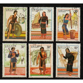 Tem sưu tập MS 518 Tem CTO Việt Nam Y phục Tây Nguyên 1987 ( 6 tem )