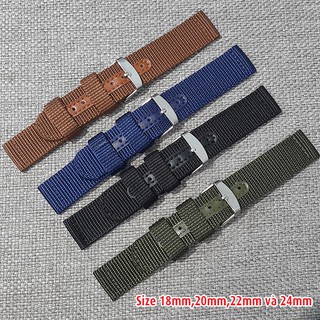 Dây đồng hồ nato, dây đồng hồ vải dù size 18mm 20mm 22mm 24mm- D1806