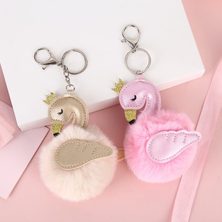 Móc khoá cục bông Thiên nga mềm mịn siêu cute xinh xắn (móc khoá vàng)
