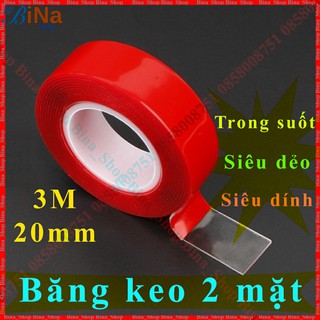 Băng keo dính 2 mặt trong suốt dài 2 mét rộng 17mm/15mm/10mm/4mm