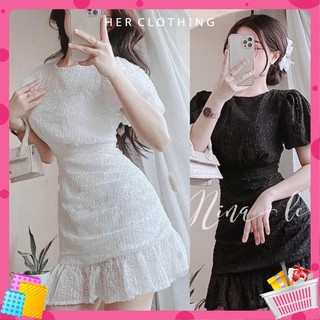 Váy nữ trắng đuôi cá vải kim sa lấp lánh mặc dự tiệc dạo phố cực xinh Kimsa dress