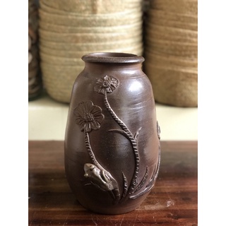 Bình hoa gốm sành vuốt tay thủ công 27cm