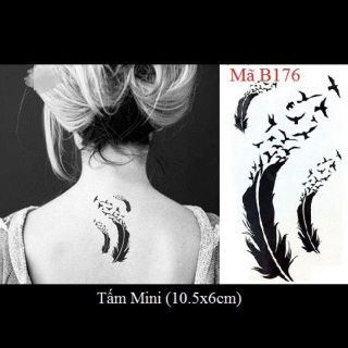 Hình xăm dán lông vũ x096. Xăm dán tatoo mini tạm thời, size <10x6cm