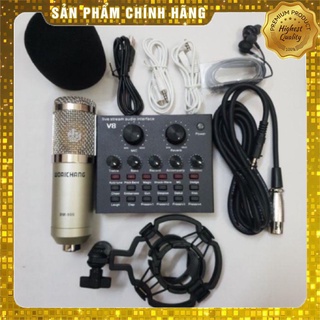 Combo Bộ mic thu âm BM900 và Sound Card V8 kèm tai nghe chuyên dụng hát livestream với đầy đủ chức năng