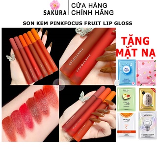 Son Kem Lì Bóng tint Môi Pinkyfocus Màu Lì Thời Trang Xinh Xắn Nhung Mịn Cao Cấp Nội Địa Trung SAKURA
