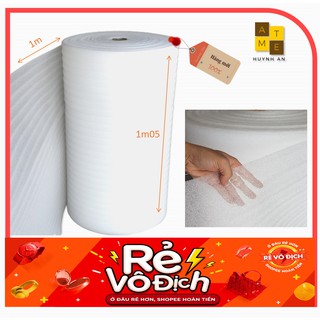Mút xốp Foam PE ( xốp lỳ) Trắng dày 2ly,3ly, 5ly cao 1,05m dùng đóng gói hàng hóa, chịu va đập, mài mòn (Bán theo M)