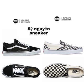 Giày Sneaker vans Caro Trắng Đen cho nam nữ hàng sẵn Full siize