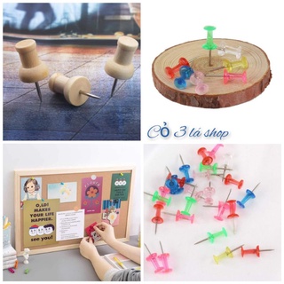 Set Đinh ghim bảng gỗ bần, nỉ, nhung, giấy, tài liệu, mút xốp
