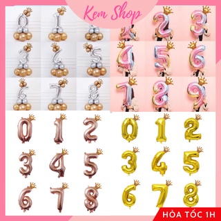 Set Bóng Số Kèm Vương Miện Trang Trí Tiệc Sinh Nhật, Tiệc Kỷ Niệm Size 16 Inch - K142