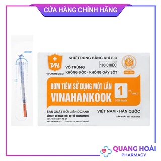 Bơm tiêm Tiểu Đường Insulin, Kim tiêm Thẩm Mỹ Spa 100iu Vinahankook ( Hộp 100 kim )