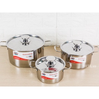 Bộ 3 nồi inox sunhouse sử dụng được trên mọi loại bếp (dùng được cho bếp từ)