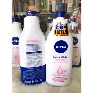(600ml) DƯỠNG THỂ BODY NIVEA EXTRA WHITE RADIANT &amp; SMOOTH SẢN XUẤT THÁI LAN