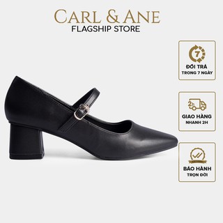 Carl &amp; Ane - Giày cao gót nữ phối dây kiểu dáng cơ bản cao 5cm màu đen _ CP003
